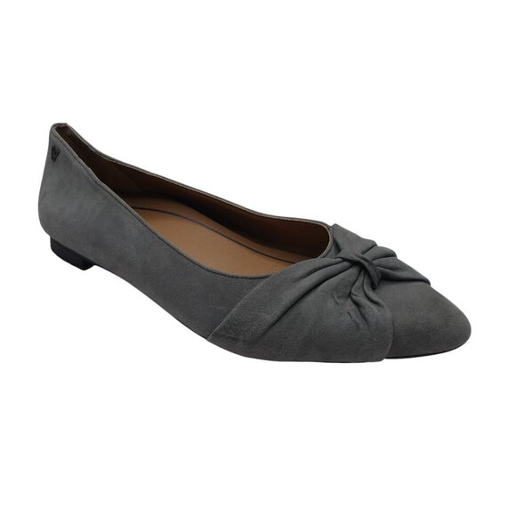 Vionci Gramercy Gray Leather Pointed Toe Ballet Flats Womens 9 - Picture 1 of 14